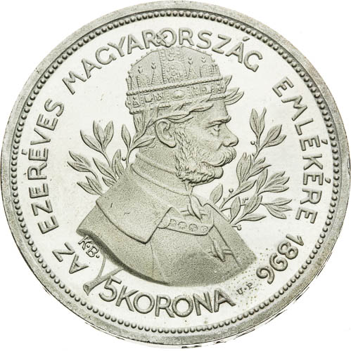 5 Korona 1896 (Novoražba) - avers
