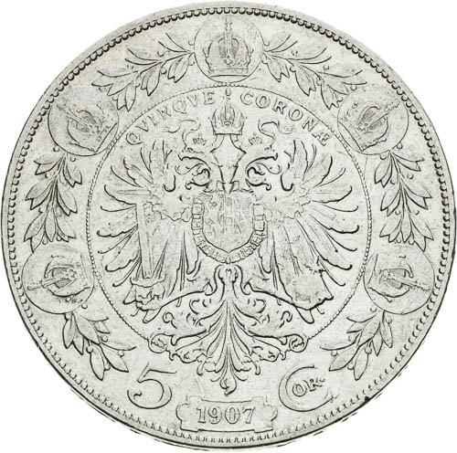5 Korona 1907 - revers