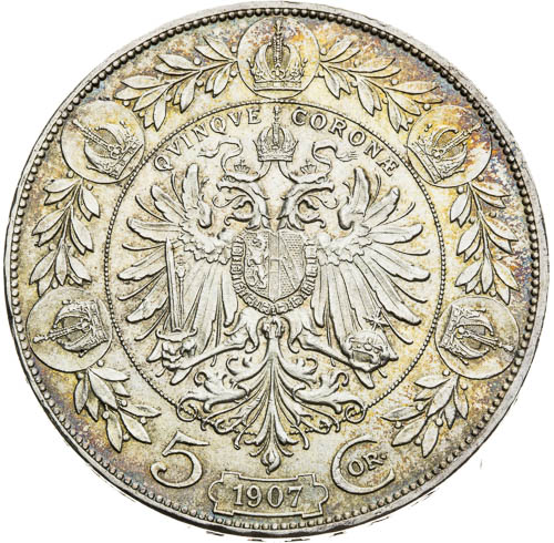 5 Korona 1907 - revers