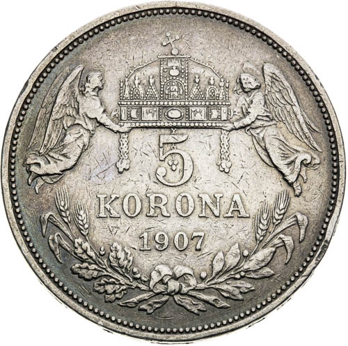 5 Korona 1907 - revers