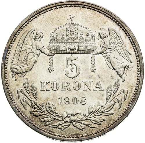 5 Korona 1908 - revers