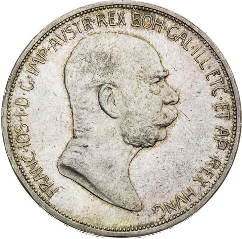 5 Korona 1908 - avers
