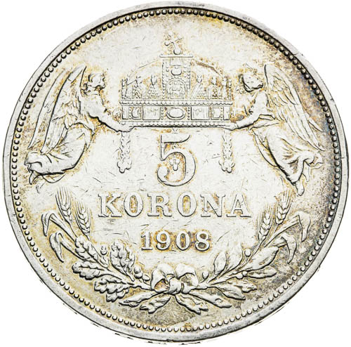 5 Korona 1908 - revers