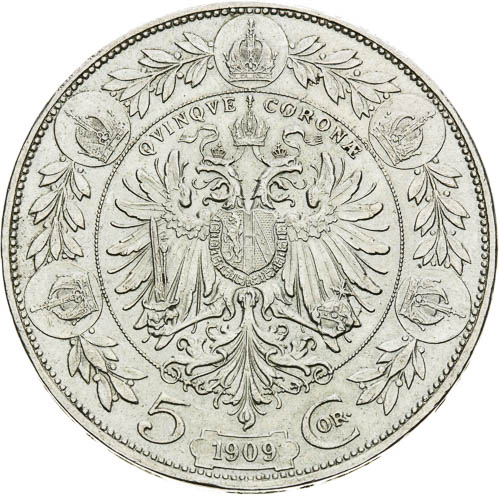 5 Korona 1909 - revers