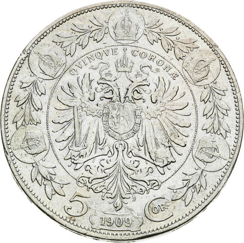 5 Korona 1909 - revers