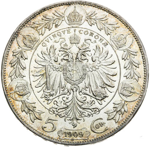 5 Korona 1909 - revers