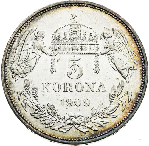 5 Korona 1909 - revers