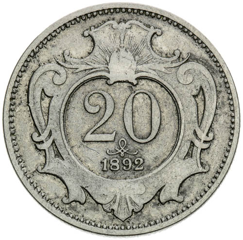 20 Haléř 1892 - revers