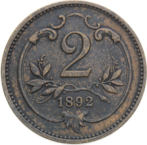 2 Haléř 1892 - revers