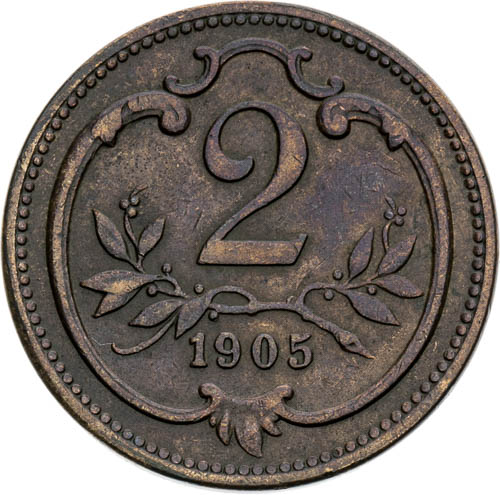 2 Haléř 1905 - revers
