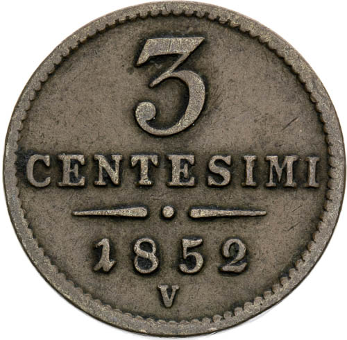3 Centesimi 1852 - revers