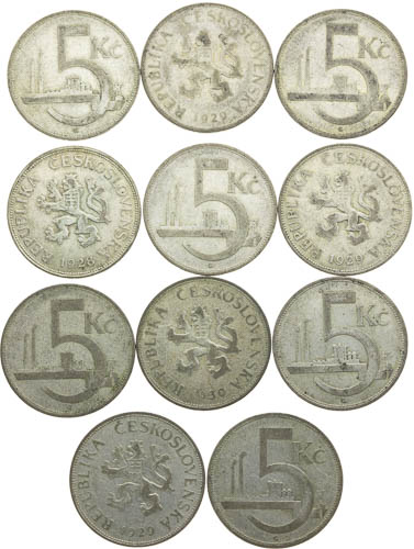 Lot stříbných mincí (11 ks) - avers