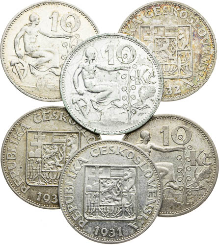 Lot stříbrných mincí (6 ks) - avers