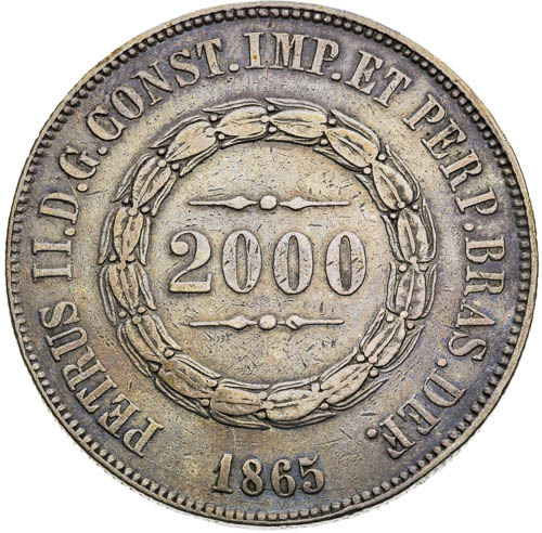 2000 reis 1865 - revers