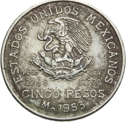 5 Pesos 1953 - reverz