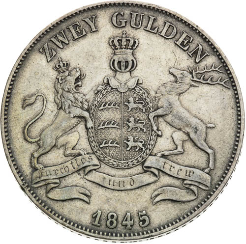 2 Gulden 1845 - revers