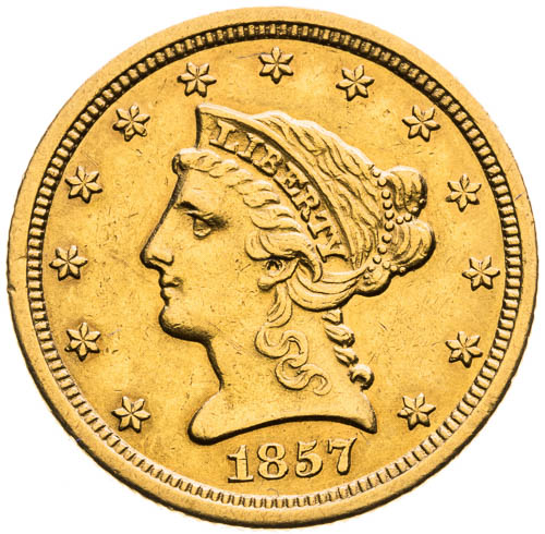 2 1/2 Dolar 1857 San Francisco - avers