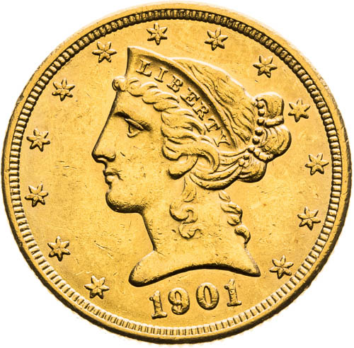 5 Dolar 1901 San Francisco - avers