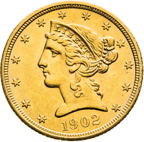 5 Dolar 1902 San Francisco - avers