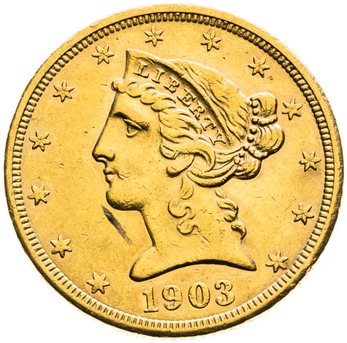 5 Dolar 1903 San Francisco - avers
