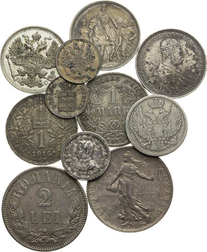 Lot stříbrných mincí (11 ks) - avers