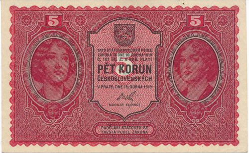 5 Kč 1919 - avers