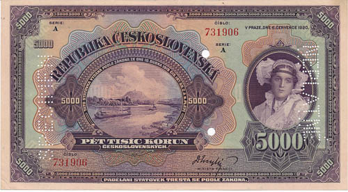 5000 Kč 1920 (bankovní vzor) - avers