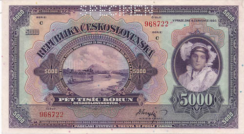 5000 Kč 1920 (perforovaná) - avers