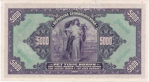 5000 Kč 1920 (perforovaná) - revers