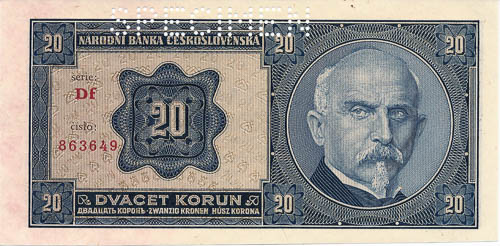 20 Kč 1926 (perforovaná) - revers