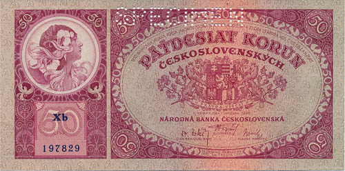 50 Kč 1929 (perforovaná) - avers