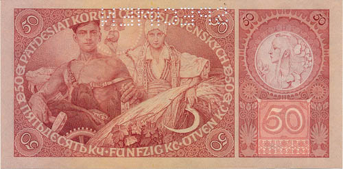 50 Kč 1929 (perforovaná) - revers