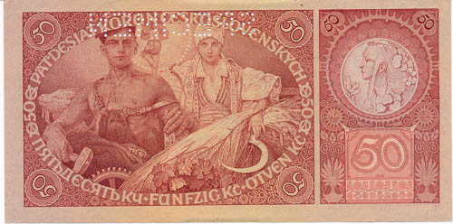 50 Kč 1929 (perforovaná) - revers
