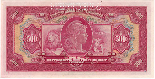 500 Kč 1929 (perforovaná) - revers