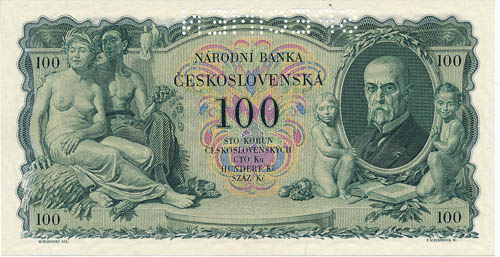 100 Kč 1931 (perforovaná) - revers
