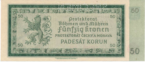 50 Korun 1940 (perforovaná) - revers