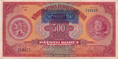 500 Ks 1929/1939 (perforovaná) - avers