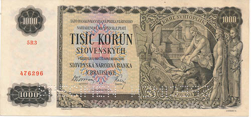 1000 Ks 1940 (perforovaná) - avers