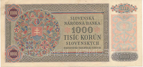 1000 Ks 1940 (perforovaná) - revers