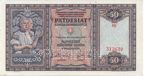 50 Ks 1940 (perforovaná) - avers