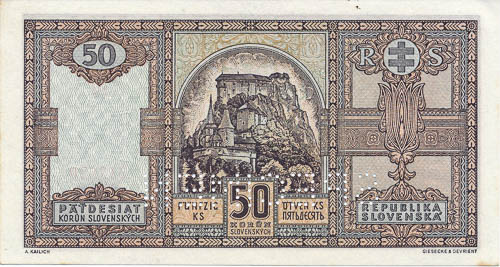 50 Ks 1940 (perforovaná) - revers