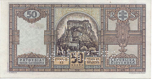 50 Ks 1940 (perforovaná) - revers