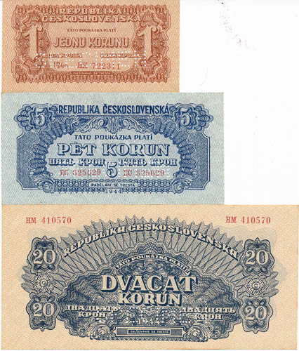 Lot bankovek 1944 (6 ks) - avers