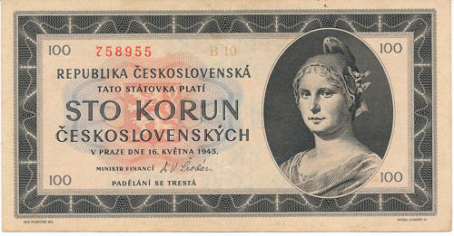 100 Kčs 1945 - avers