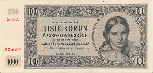 1000 Kčs 1945 - avers