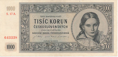 1000 Kčs 1945 - avers