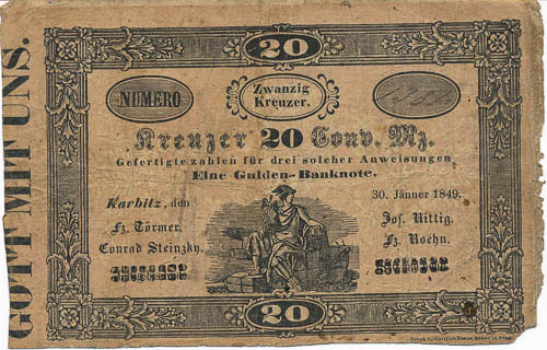 20 Krejcar 1849 - avers