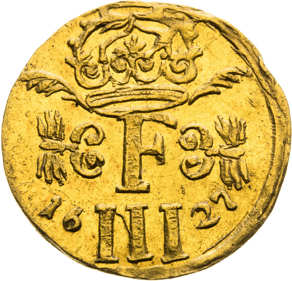Zlatý žetón 1627 (1/2 Dukát) - averz