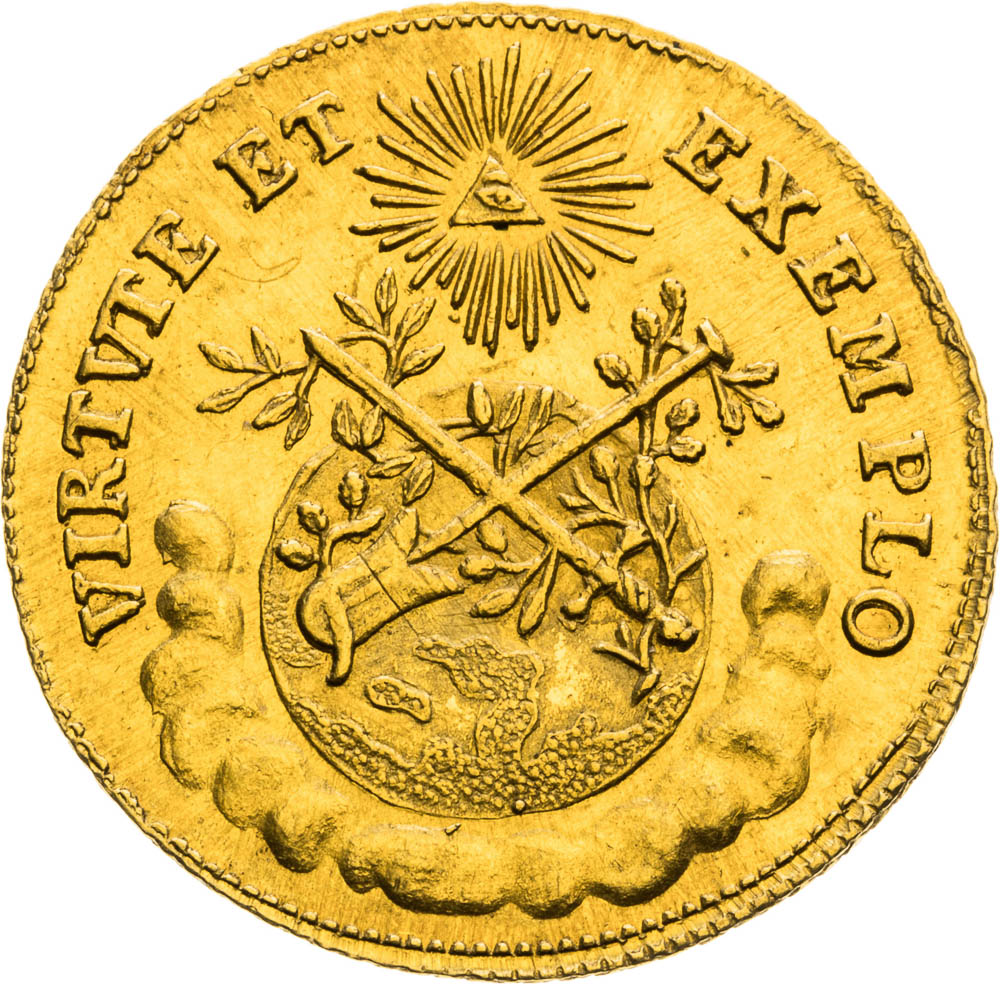 Gold token 1764 (3/4 Ducat) - back