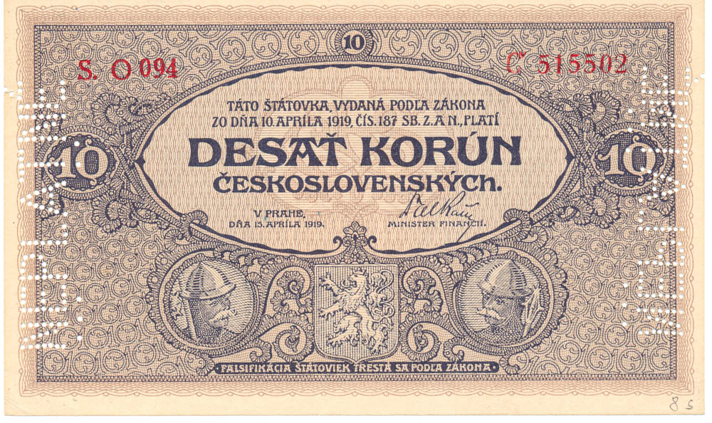 10 Kč 1919 (bankovní vzor) - avers